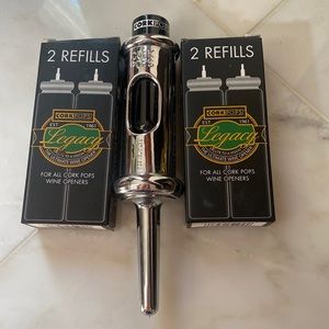 Cork Pops Original Wine Bottle Opener, Silver & 3 Refils✨🍷